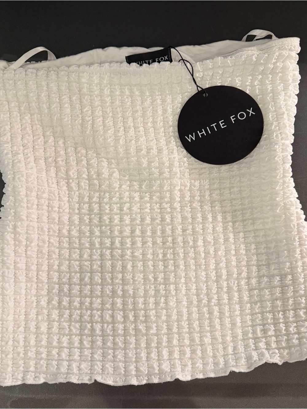 White Fox Boutique Ivory Textured Strapless Tube Top